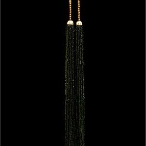 Chic Black and Gold Tassel Necklace